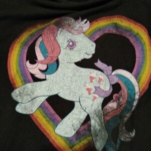 My Little Pony Black Tee with Pony and Heart Rainbow